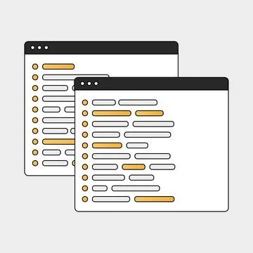 Coding Windows on Computer Screens Stock Illustration