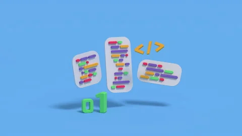 Coding windows minimal cartoon style 3D render animation Stock Footage 217469921