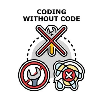Coding without code development programming software process Stockillustratie