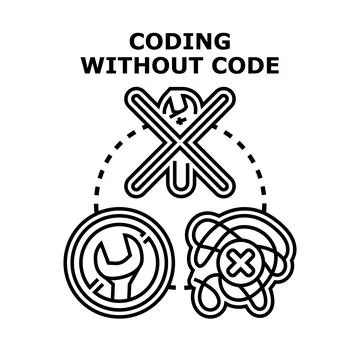 Coding without code development programming software process Иллюстрация