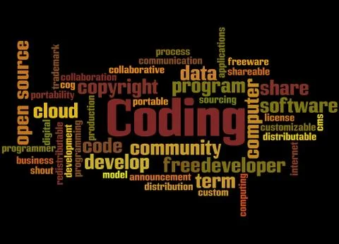 Coding, word cloud concept Stock Illustration