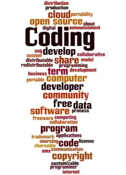 Coding, word cloud concept 스톡 일러스트