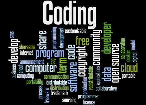 Coding, word cloud concept イラスト素材