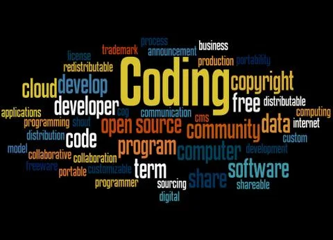 Coding, word cloud concept イラスト素材