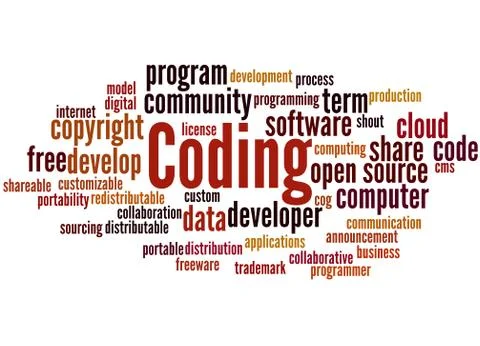 Coding, word cloud concept イラスト素材
