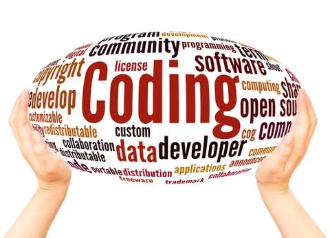 Coding word cloud hand sphere concept 写真素材