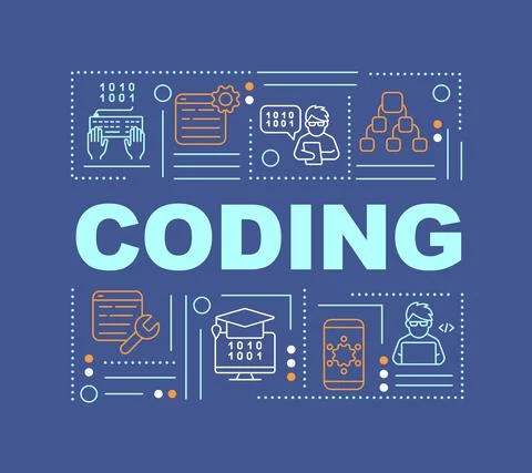 Coding word concepts navy banner 库存插图