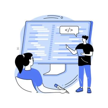 Coding workshop abstract concept vector illustration. Illustrazione stock