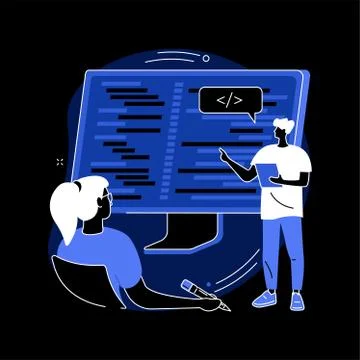 Coding workshop abstract concept vector illustration. Illustrazione stock