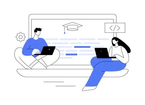 Coding workshop abstract concept vector illustration. Illustrazione stock