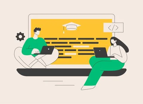 Coding workshop abstract concept vector illustration. Stock Illustration