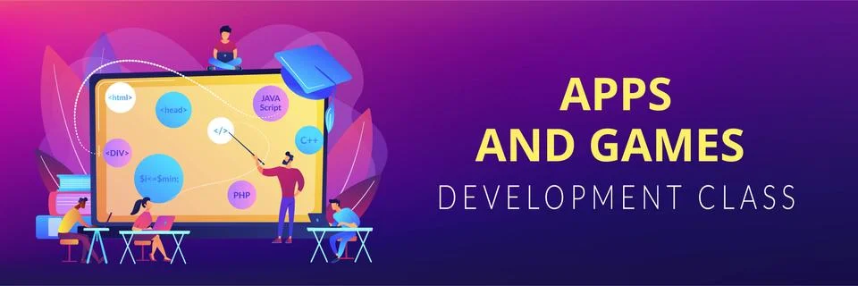 Coding workshop concept banner header Illustrazione stock