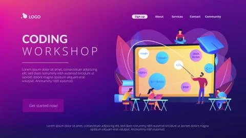 Coding workshop concept landing page Stock Illustration