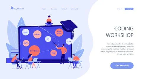 Coding workshop concept landing page Stock Illustration