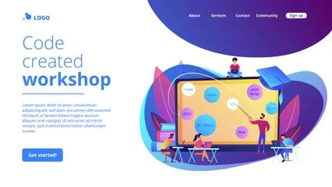 Coding workshop concept landing page Stock Illustration