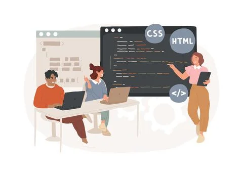 Coding workshop isolated concept vector illustration. Illustrazione stock