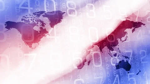 Coding the world algorithmic number crunching and data transfer on a global Stock Footage 245971692