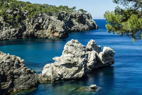 Codols Blancs Codols Blancs, Cala Deia, road painters, tramuntana coast be... 스톡 사진