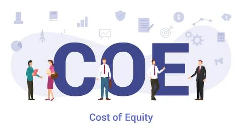 Coe cost of equity concept with big word or text and team people with modern  Stock Illustration