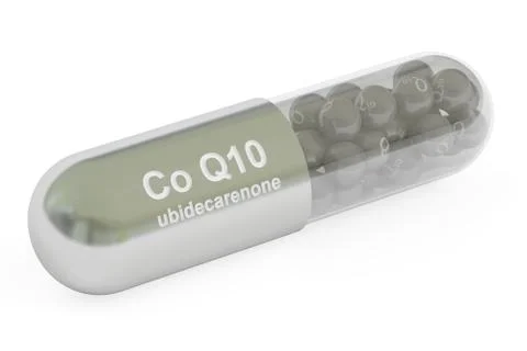 Coenzyme Q10 capsule, 3D rendering Stock Illustration