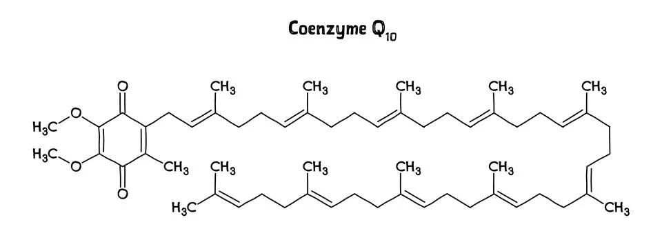Coenzyme Q10 structural formula of molecular structure Stock Illustration