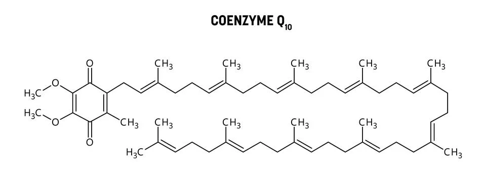 Coenzyme Q10 structural formula of molecular structure Stock Illustration
