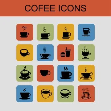 Cofe icons Illustrazione stock