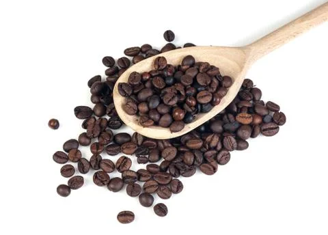 Cofee beans on white Stock-Fotos