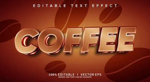 Coffe 3d vector text effect with modern style design Stock Illustration
