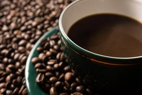 Coffe beans and cup. Foto stock