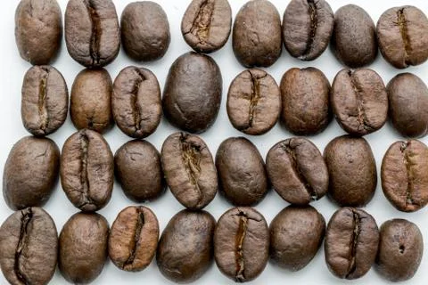 Coffe beans background isolated on white Stock Photos