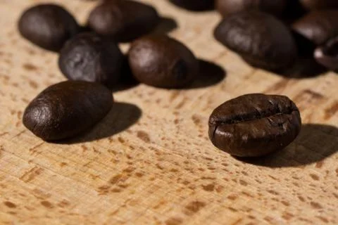 Coffe beans displayed. Stock Photos