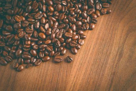 Coffe beans on the table in the morning Foto stock