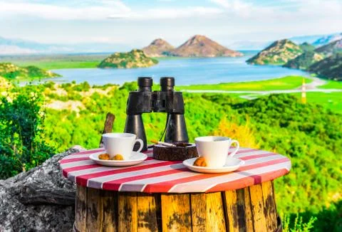 Coffe break in mountains Stock Photos