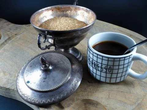 Coffe with brown sugar Stock Photos