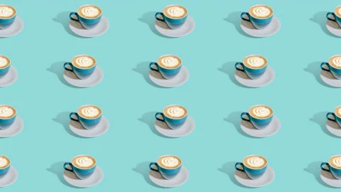Coffe Cream Pattern Blue Stock Footage 166529134