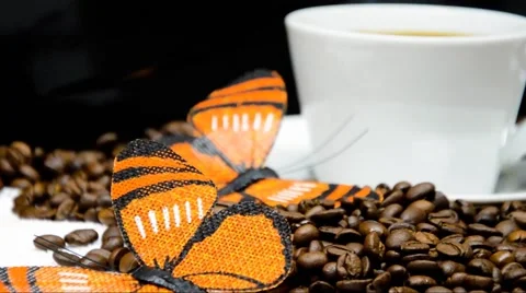 Coffe cup and beans Stock Footage 45488606