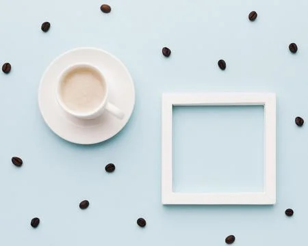 Coffe cup beans table Stock Photos
