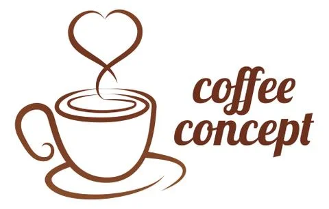 Coffe Cup Heart Concept 스톡 일러스트