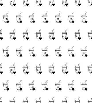 Coffe cup pattern seamless. tea cup  texture, wallpaper.  background vector i Stock Illustration