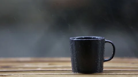 Coffe cup on wooden table. Selective focus Stock Footage 133770053