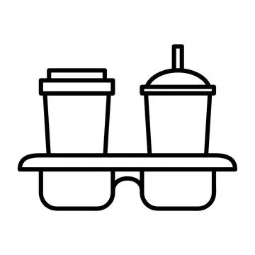 Coffe holder flat icon. Simple outline stroke. Illustration isolated on white Stock Illustration