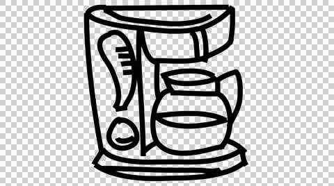 Coffe Maker hand drawn illustration animation sketch with transparent background Stock Footage 42861684