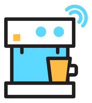 Coffe maker icon. Smart house device. Internet of things concept Illustrazione stock