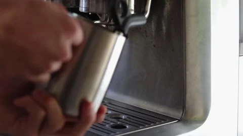 Coffe milk being steamed Stock Footage 235581332