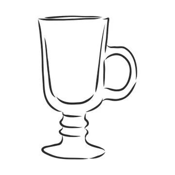 Coffe mug glass vector drawing sketch style Stock Illustration