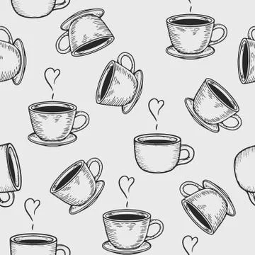 Coffe or tea cups seamless pattern Stock-Illustration