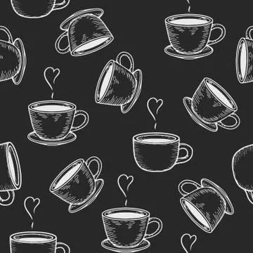 Coffe or tea cups seamless pattern Stock Illustration