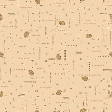 Coffe pattern with coffee beans and ornaments. Stock Illustration