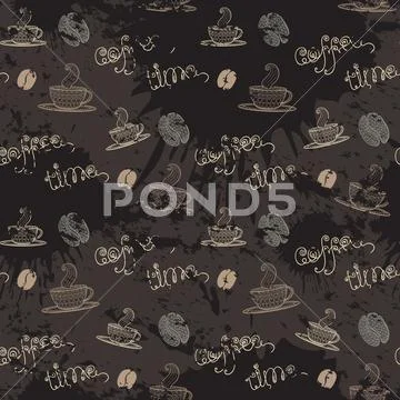 Coffe time.Seamless pattern Иллюстрация